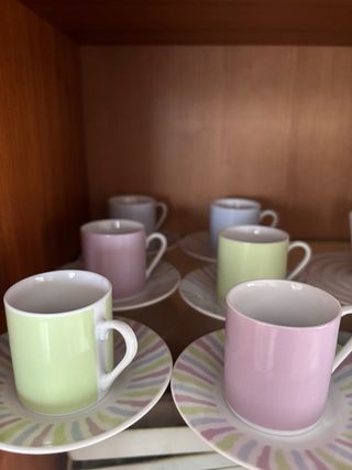 Juego 6 Tazas Café Porcelana