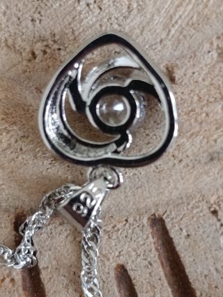 Conjunto Plata 925 Corazón Colgante y Pendientes