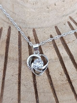 Conjunto Plata 925 Corazón Colgante y Pendientes