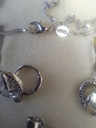 Conjunto Plata 925 Corazón Colgante y Pendientes