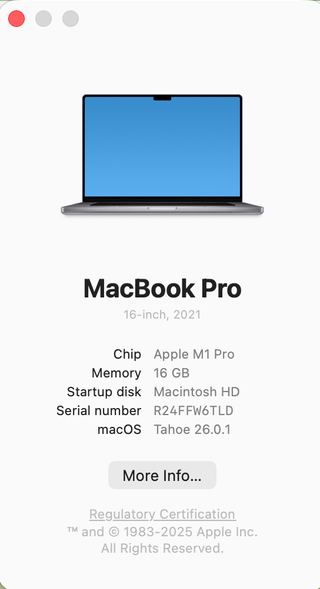 MacBook Pro 16 M1 Pro / 16GB RAM