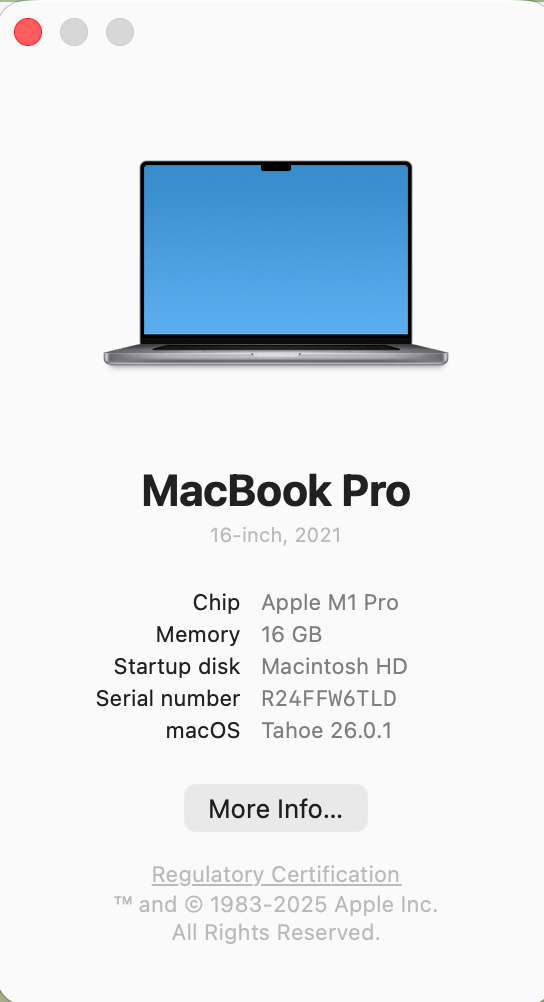 MacBook Pro 16 M1 Pro / 16GB RAM