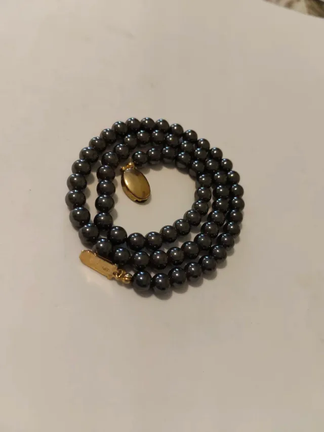 Collana Onice Nera con Chiusura argento