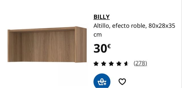 Extensión estantería Billy Ikea Madera