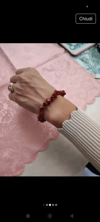 Coppia bracciali pietra naturale rossa