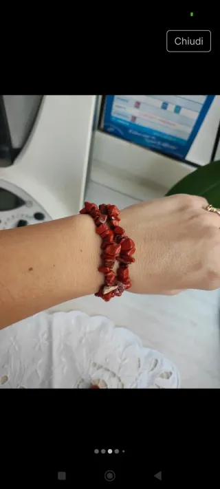 Coppia bracciali pietra naturale rossa
