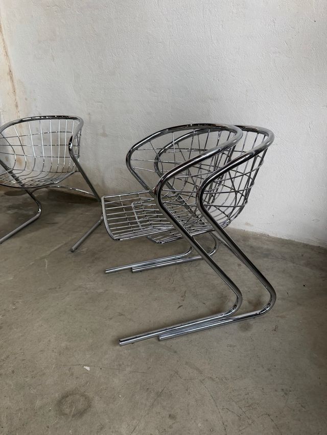 Set 3 Sillas Cromadas Diseño Moderno