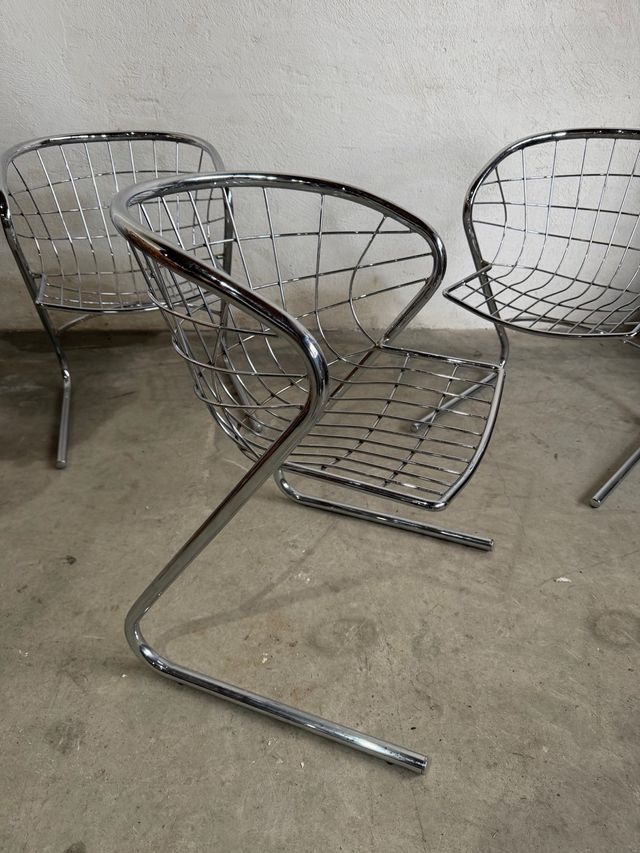 Set 3 Sillas Cromadas Diseño Moderno