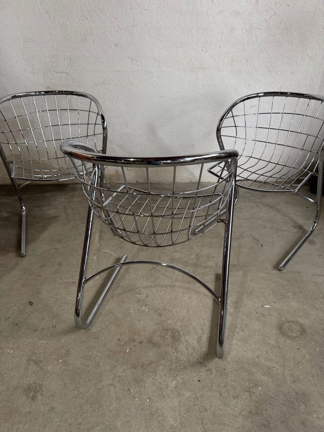 Set 3 Sillas Cromadas Diseño Moderno