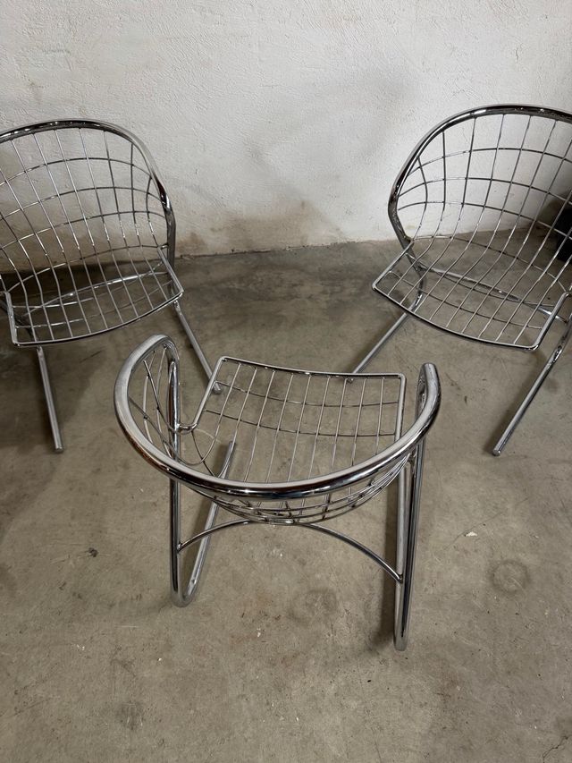 Set 3 Sillas Cromadas Diseño Moderno