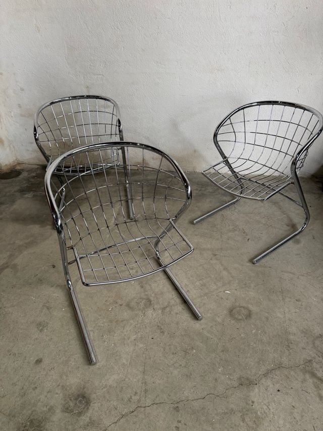 Set 3 Sillas Cromadas Diseño Moderno