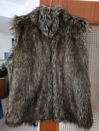 Chaleco pelo mujer marrón y gris