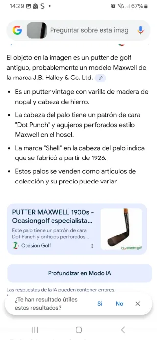 Palo de golf antiguo