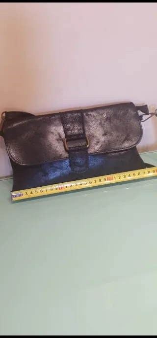 Bolso Italiano Piel Negro Nuevo