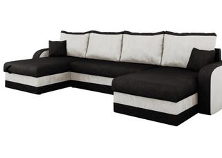 Divano angolare tessuto nero e bianco