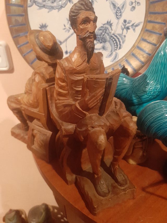 Pareja Sujetalibros Madera Tallada