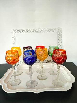 Cristallo di Boemia Set 8 Calici Colorati