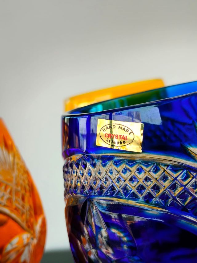 Cristallo di Boemia Set 8 Calici Colorati