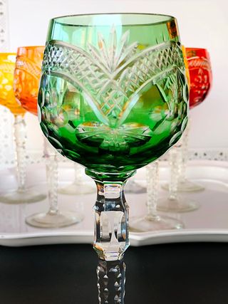 Cristallo di Boemia Set 8 Calici Colorati