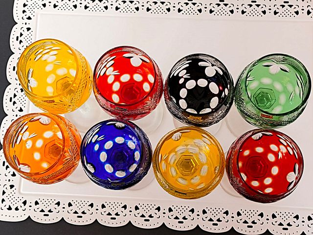 Cristallo di Boemia Set 8 Calici Colorati