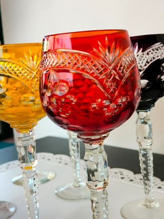 Cristallo di Boemia Set 8 Calici Colorati