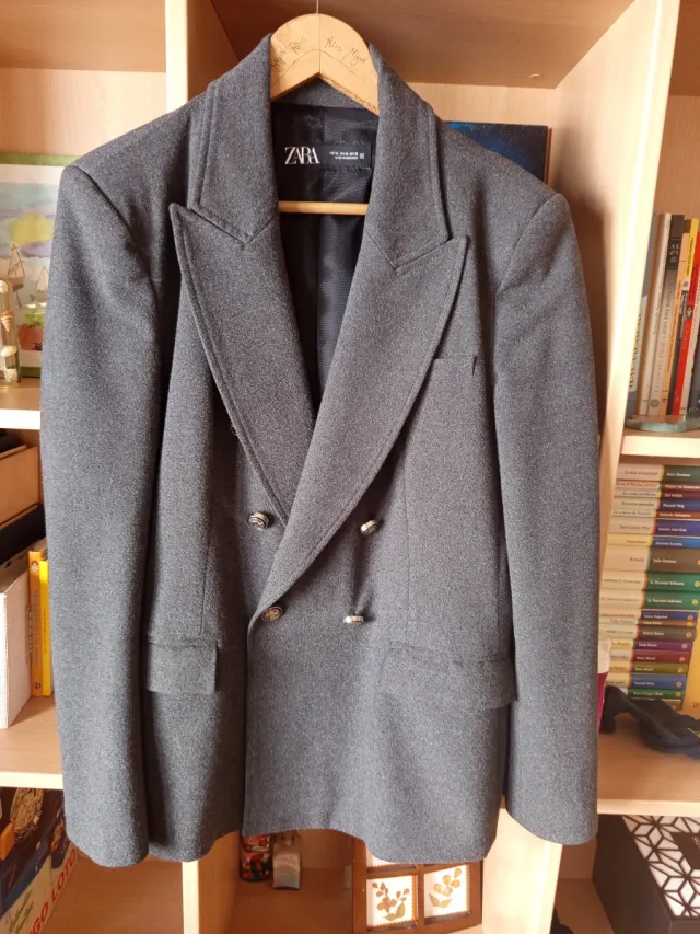 Blazer Zara Gris Doble Botonadura