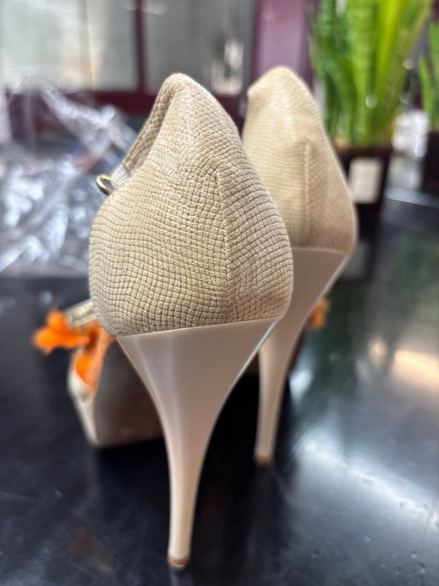 Sandalias Rocío Mozo Talla 38 Plumas Naranja