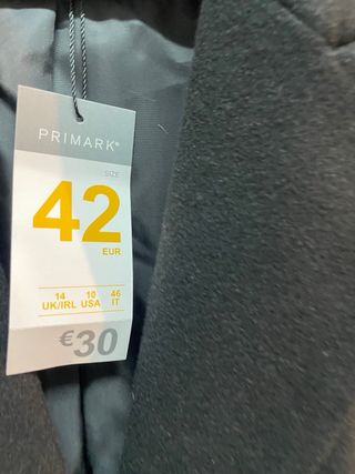 Abrigo negro Primark sin estrenar Talla XL
