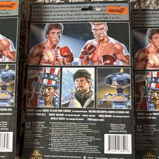 Lote 3 Figuras Rocky IV ReAction. Envío Incluido