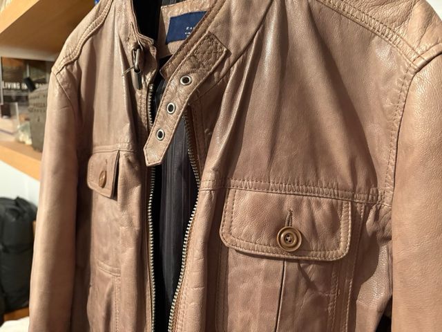 Chaqueta Zara Man Piel Marrón Talla M