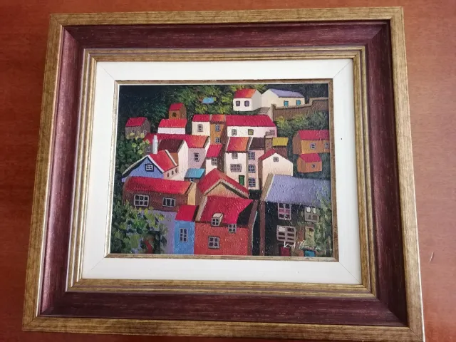 Cuadro decorativo pueblo pintado