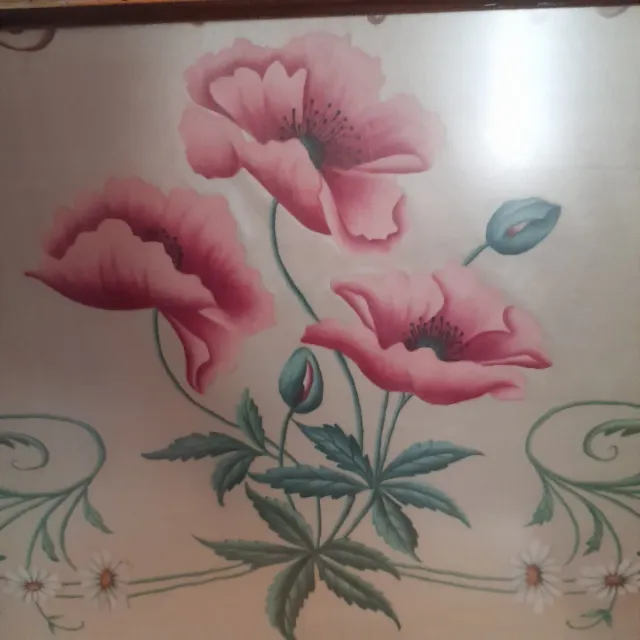 Antico quadro in seta con fiori