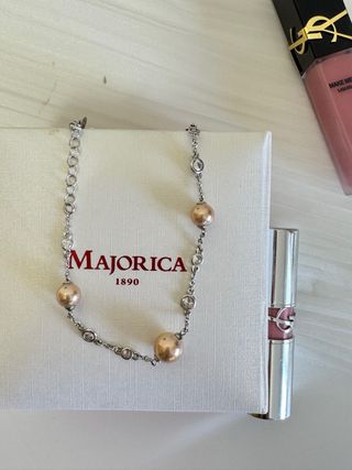 Pulsera Majorica Plata Perlas Doradas