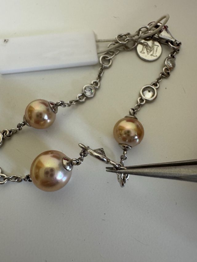 Pulsera Majorica Plata Perlas Doradas