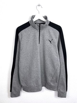 Sudadera Puma Deporte Media Cremallera Gris Retro