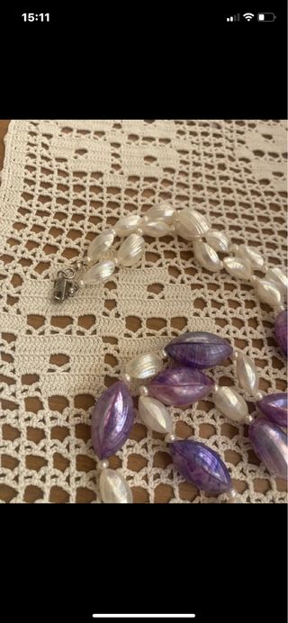 Collana perle conchiglie madreperla viola