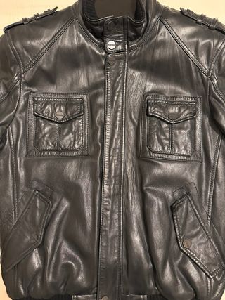 Cazadora de piel Redskins Negra