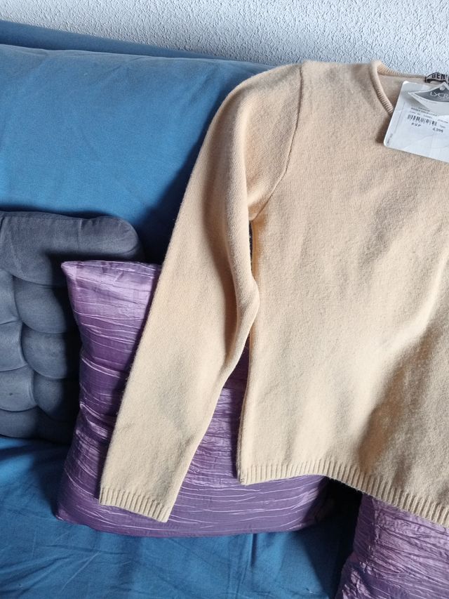 Jersey beige manga larga