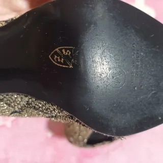 Zapatos Salón Glitter Talla 38 Dorados