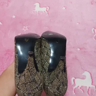 Zapatos Salón Glitter Talla 38 Dorados