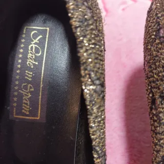 Zapatos Salón Glitter Talla 38 Dorados