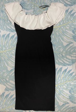 Vestido fiesta blanco y negro