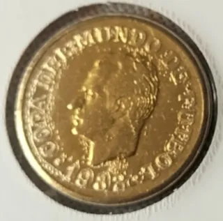 Mundial 82 Medalla Oro 24k chapada conmemorativa