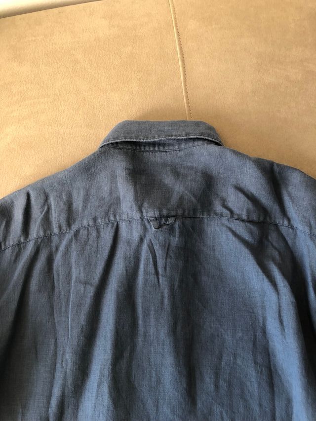 Camicia uomo in lino blu avio