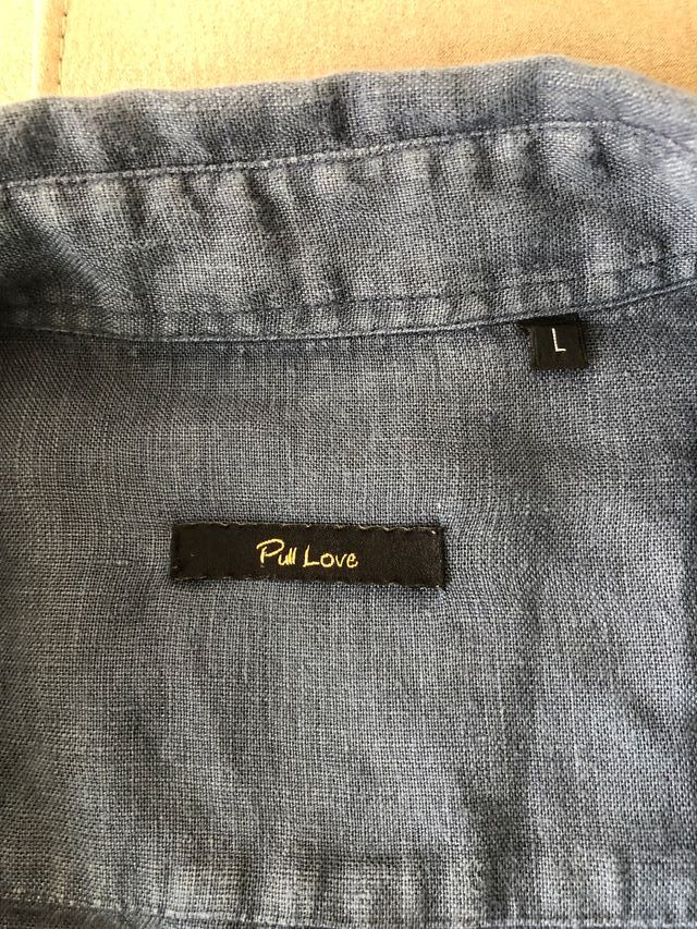 Camicia uomo in lino blu avio