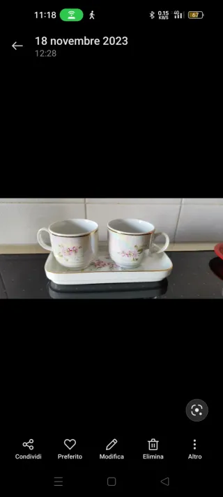 Tazzine da caffè Limoge con vassoio dipinte a mano