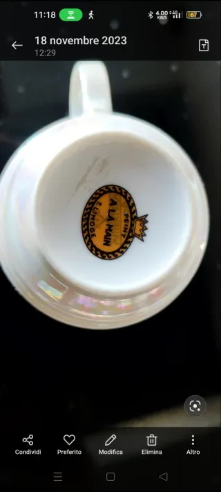 Tazzine da caffè Limoge con vassoio dipinte a mano