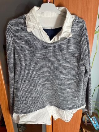 Jersey efecto camisa negro y blanco