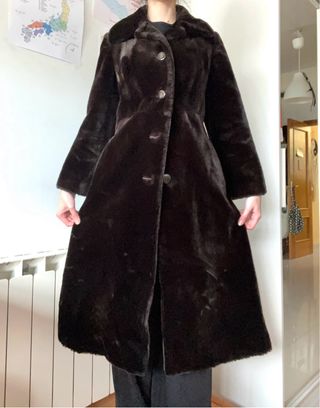 Liquidación: abrigo vintage marrón piel sintética