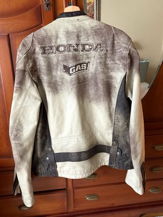 Cazadora Piel GAS Honda Blanca